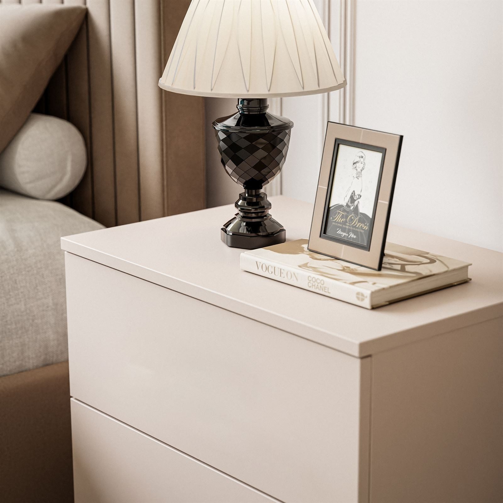 Lookway Nachttisch LINA Kaschmir mit LED Beleuchtung, Breite 55cm, Höhe: 52 cm – Bild 5 von 5