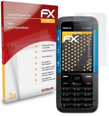 atFoliX Schutzfolie für Nokia 5310 XpressMusic, (3 Folien), Entspiegelnd und stoßdämpfend