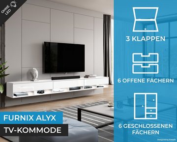 Furnix TV-Schrank ALYX 300 cm Lowboard TV-Kommode mit 3 Türen ohne LED B300 x H34 x T32 cm, (3x100cm)