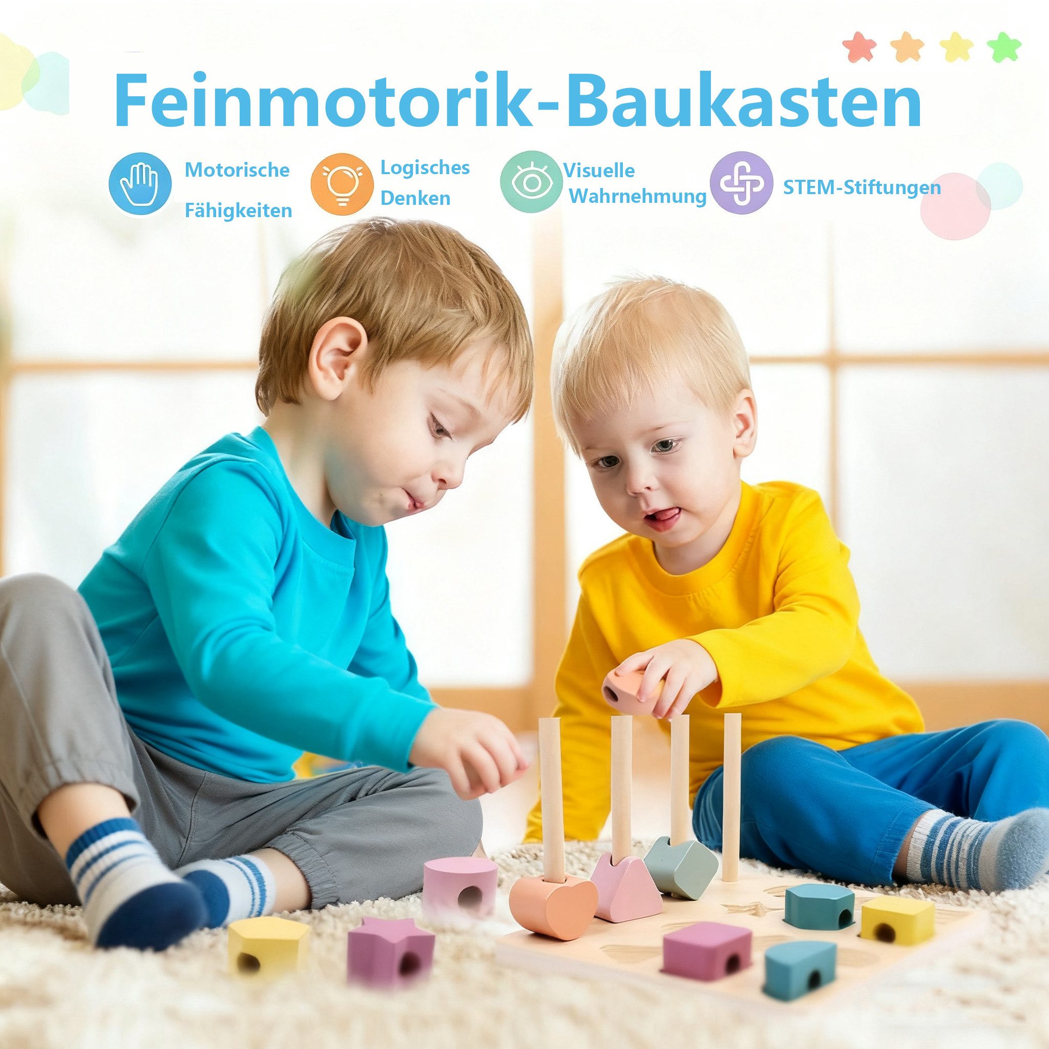 CLTYQ Lernspielzeug Montessori Spielzeug Holz Sortier & Stapelspielzeug,Fäd günstig online kaufen