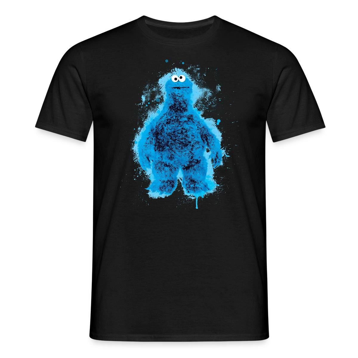 Spreadshirt Sesamstraße Krümelmonster Farbspritzer Männer T-Shirt (1-tlg)