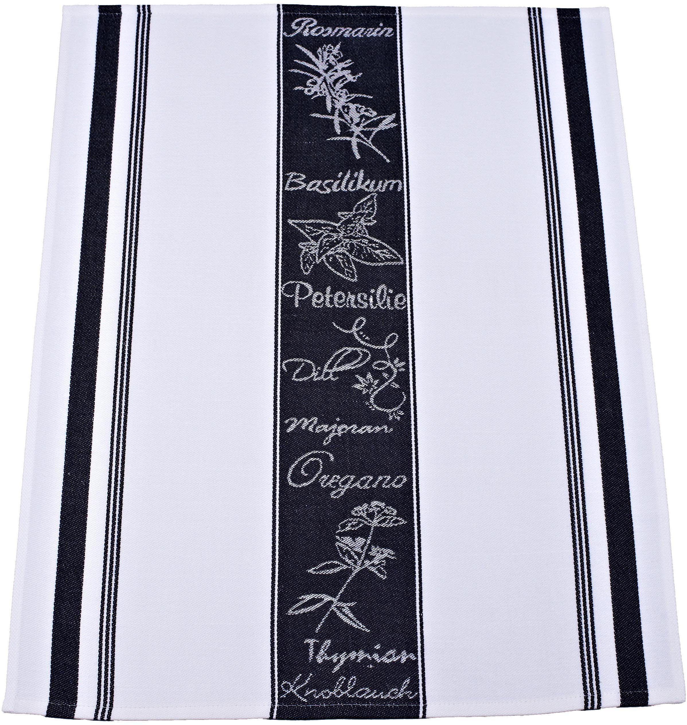 ROSS Geschirrtuch Exclusiv, (Set, 3-tlg), Mittelstreifen mit Kräutern, 50x7 günstig online kaufen