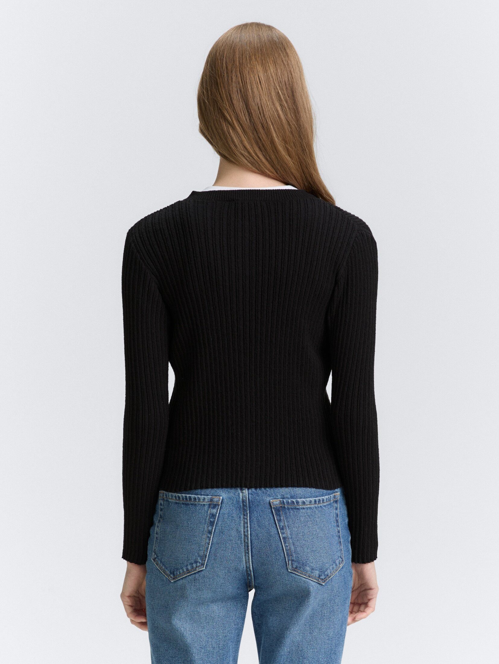 TOM TAILOR Denim Cardigan Pullover & Strickjacken Cardigan mit Rippstruktur