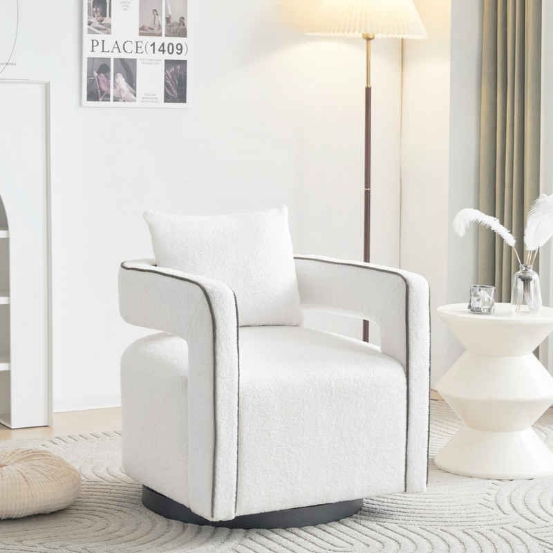 IDEASY Polsterstuhl 360° drehbarer Stuhl, Freizeitstuhl, Teddy-Samtstuhl, mit Kissen, rutschfeste Fußpolster, ausgestattet mit Lendenkissen