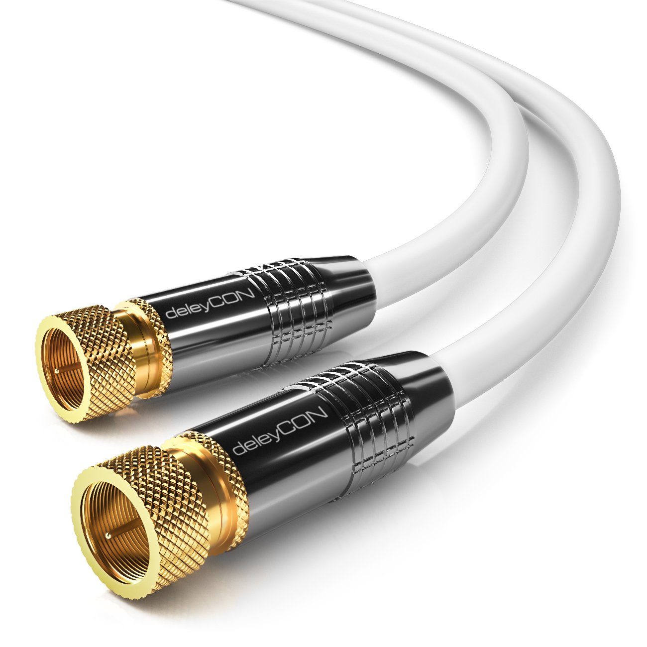 deleyCON deleyCON HDTV SAT Kabel 10m F-Stecker zu F-Stecker - METALL - SAT-Kabel
