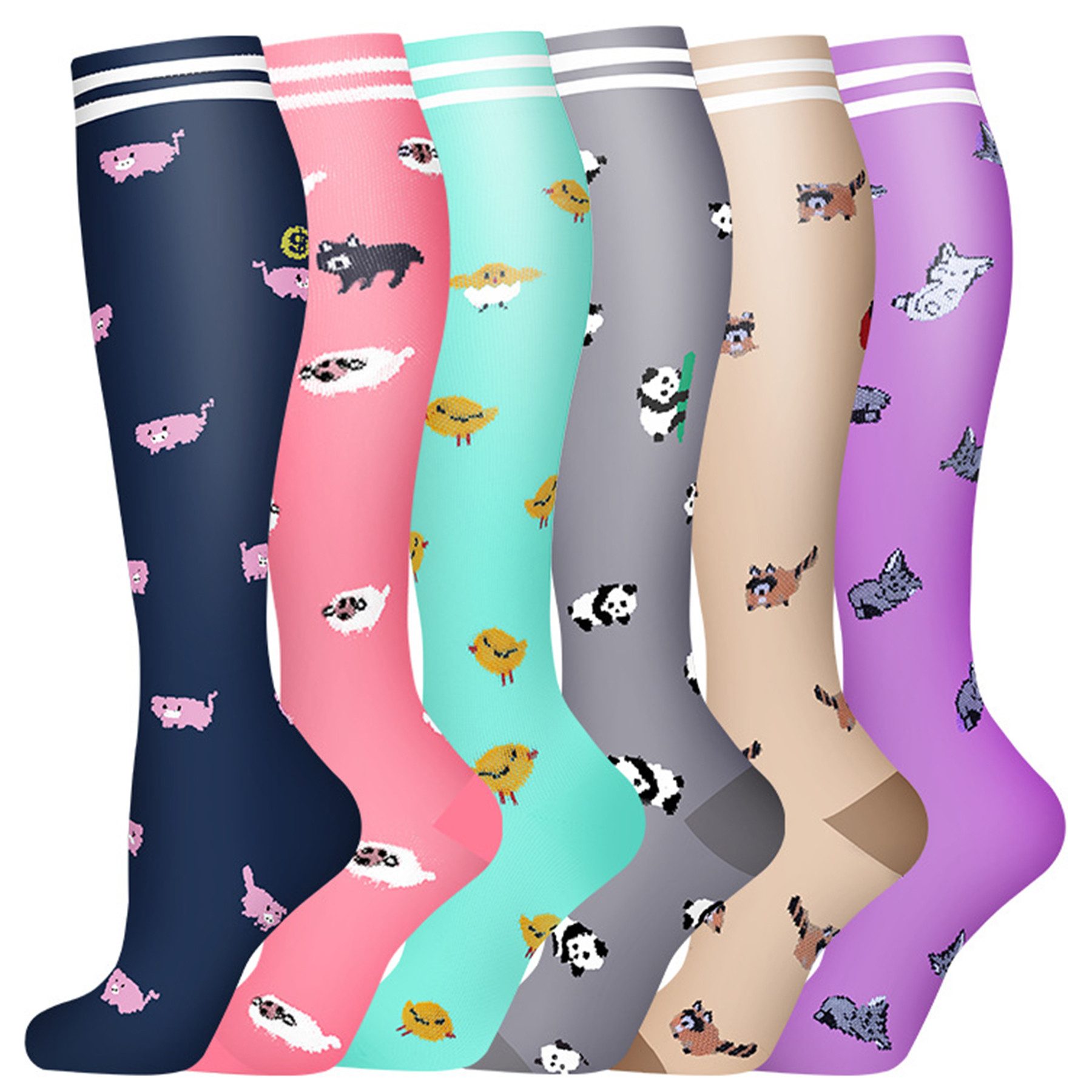 Mutig Kompressionsstrümpfe 6 Paar Reisestrümpfe, Sportsocken für Damen und Herren (ideal für Laufen, Reise, Flug, Alltag)