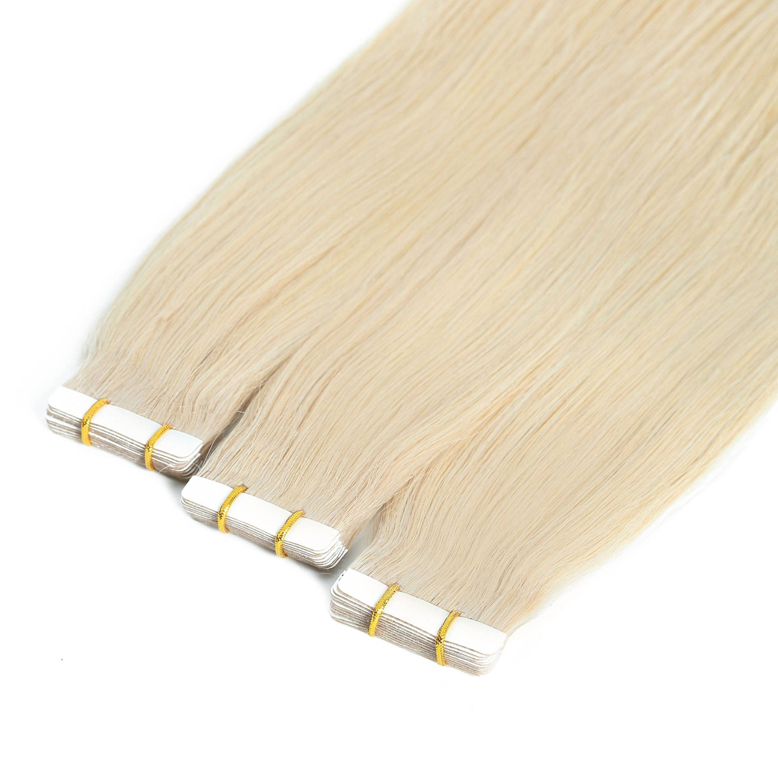 hair2heart Echthaar-Extension Premium Tape Extensions #10/1 Hell-Lichtblond Asch 40cm