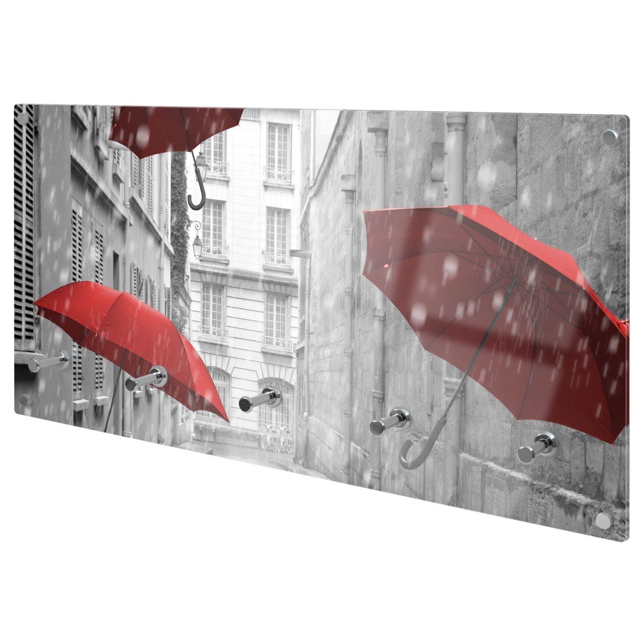 banjado Garderobenleiste Glas Rote Schirme (Wandgarderobe, günstig online kaufen