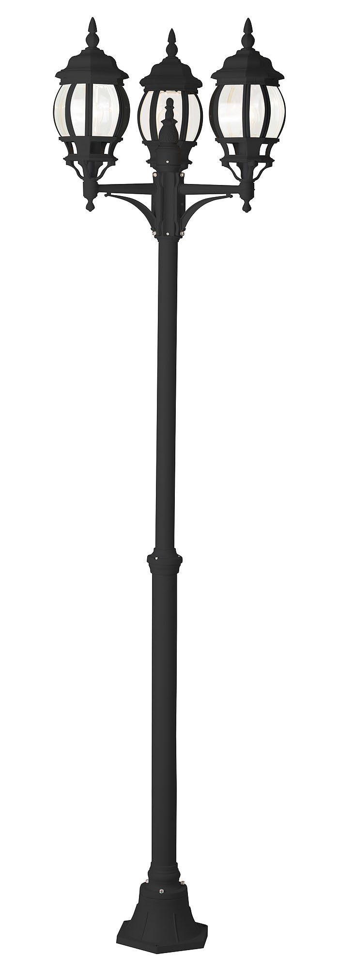 Brilliant Außen-Stehlampe Istria, ohne Leuchtmittel, 235 cm Höhe, Ø 52 cm, 3 x E27, IP23, Alu-Druckguss/Glas, schwarz | Standleuchten
