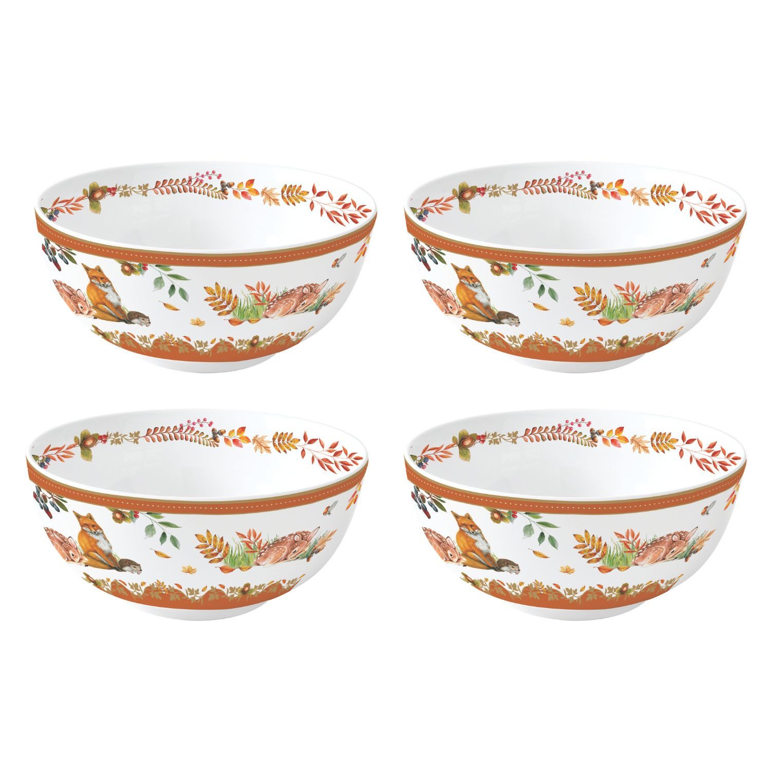 EasyLife Müslischüssel Forest Dream, Porzellan, Spülmaschinengeeignet, Mehrfarbig, Fuchs, H: 7cm