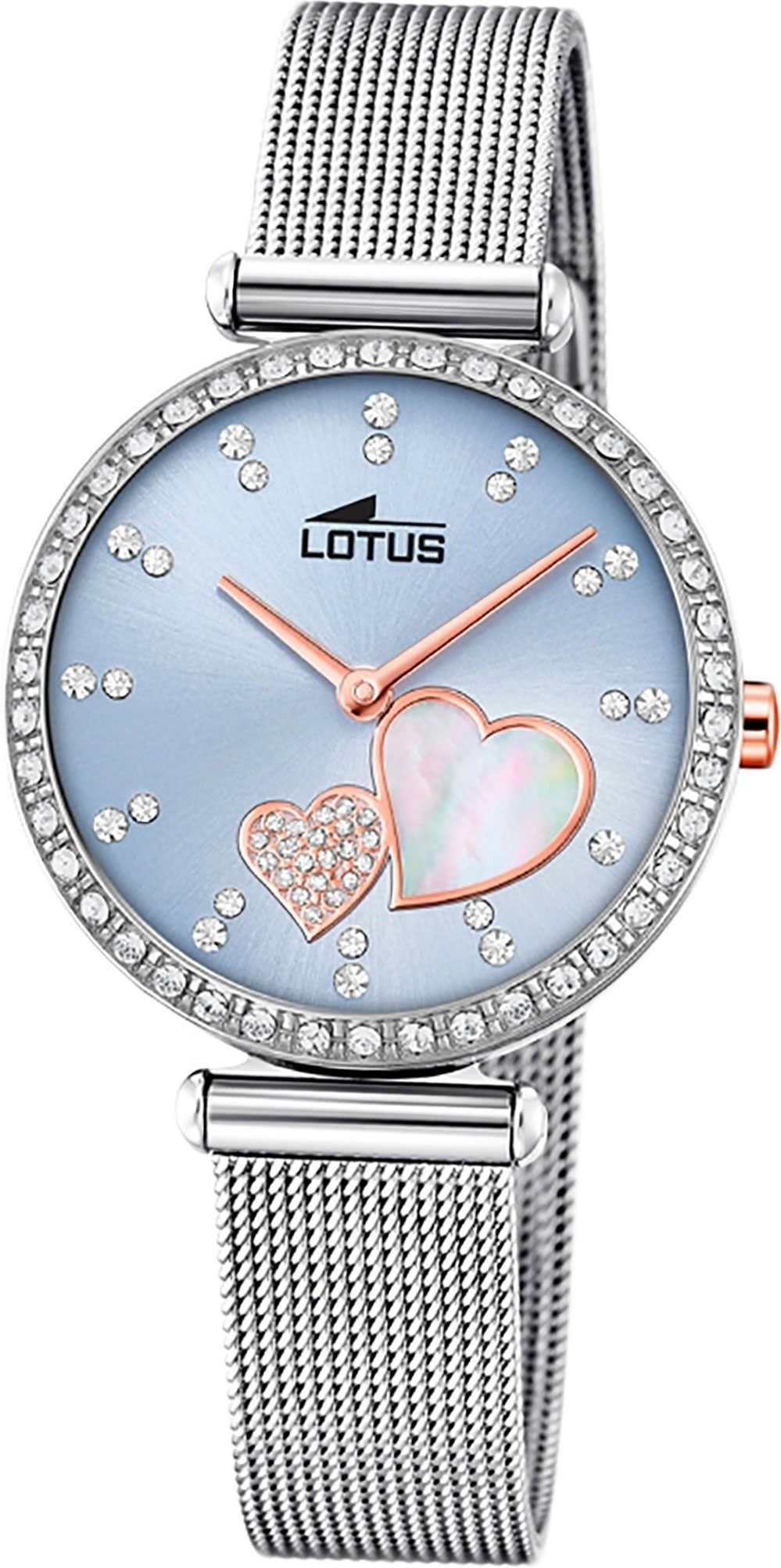 Lotus Quarzuhr LOTUS Edelstahl Damen Uhr 18616/2, Damenuhr mit Edelstahlarmband, rundes Gehäuse, klein (ca. 29mm), Fashi