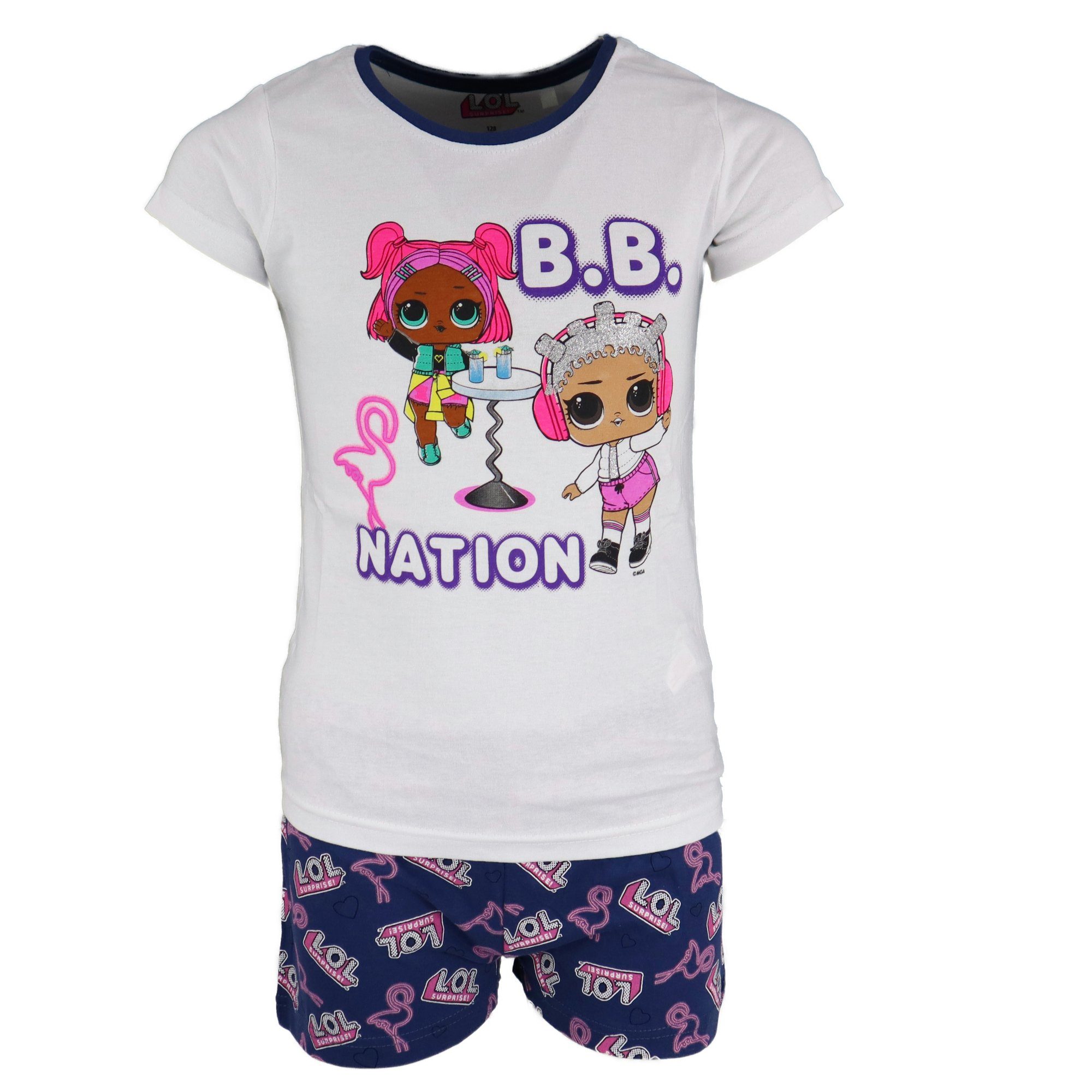 L.O.L. SURPRISE! Schlafanzug LOL Surprise B.B. Girls Mädchen Kinder kurzarm Pyjama Gr. 104 bis 134, 100% Baumwolle Lila