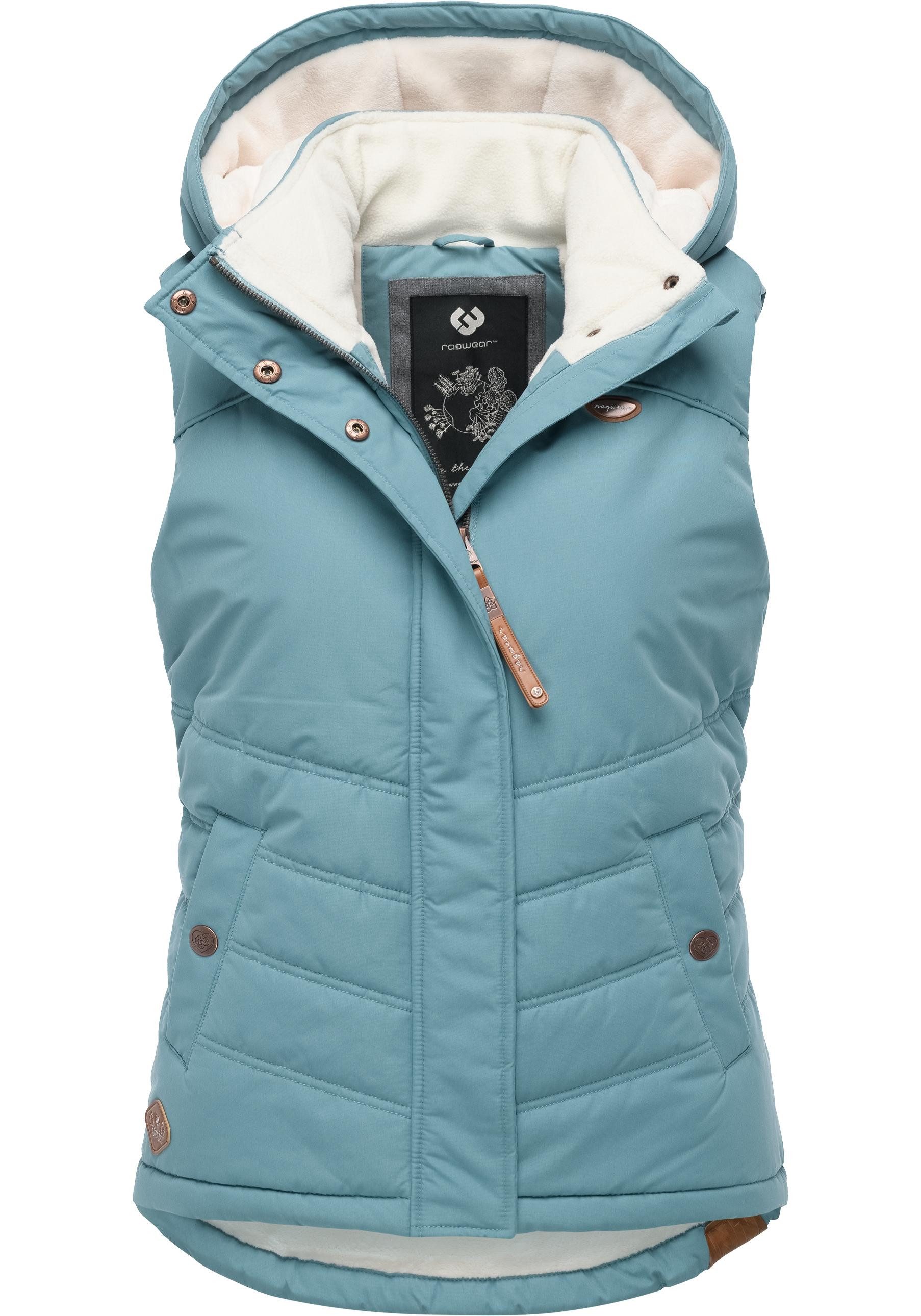 Ragwear Steppweste Hesty Wasserdichte Outdoor-Weste mit abnehmbarer Kapuze