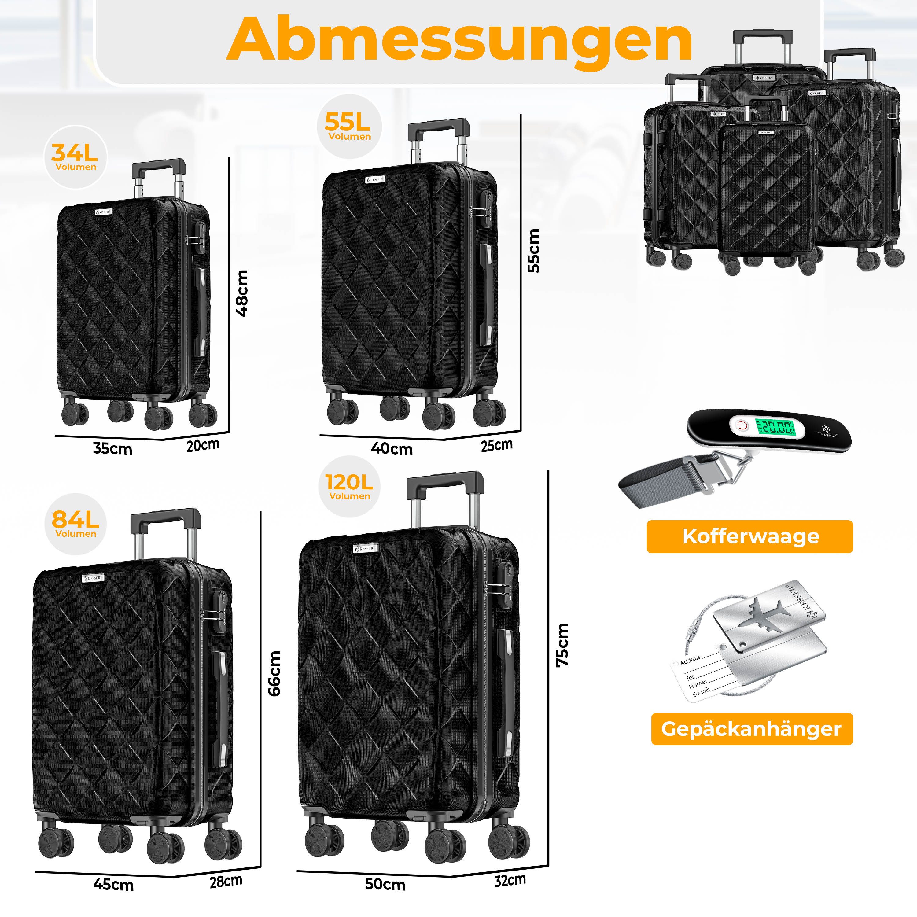 KESSER Kofferset Reisekoffer, 4-teilig ABS Hartschalenkoffer mit Zahlenschl günstig online kaufen