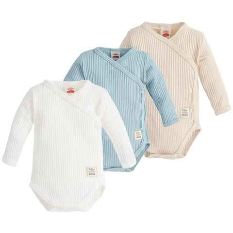 Makoma Wickelbody Baby Langarm Wickelbody Body Neugeborene Jungen & Mädchen (Spar-Set, 3-tlg., 3er-Pack) 100% Baumwolle