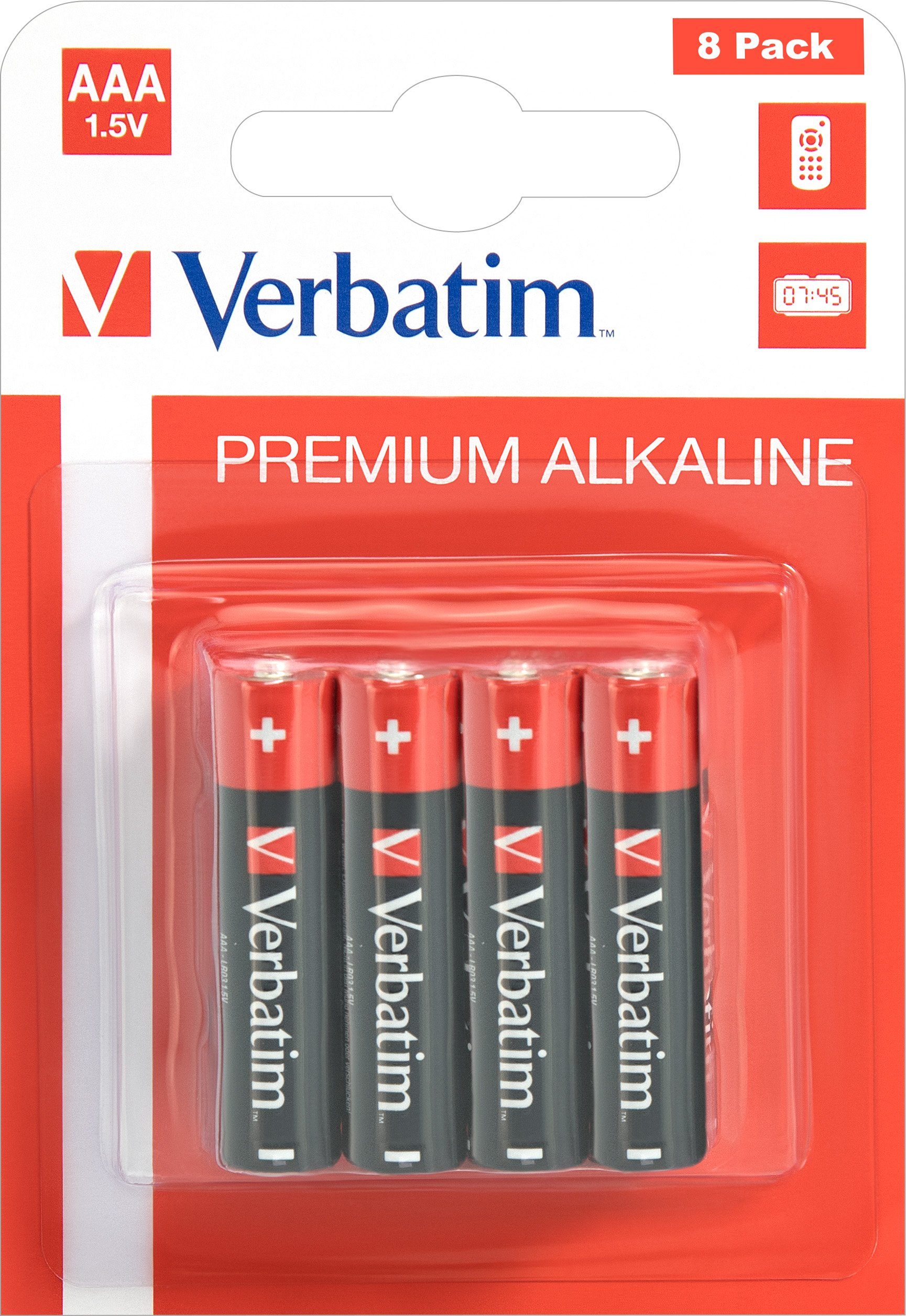 Verbatim Batterie Alkaline, Micro, AAA, LR03, 1.5V Premium, Retail Bl Batterie