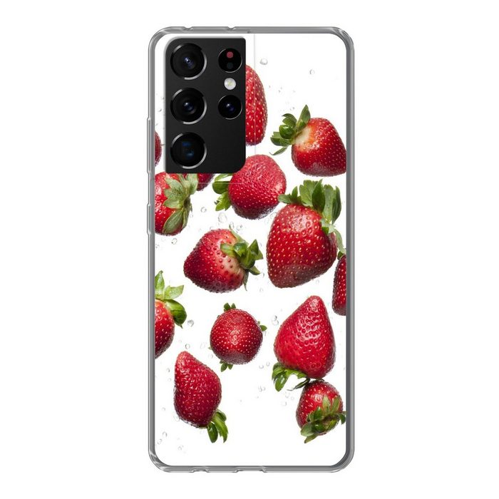 MuchoWow Handyhülle Erdbeere - Obst - Weiß Phone Case Handyhülle Samsung Galaxy S21 Ultra Silikon Schutzhülle