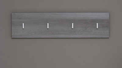 Furn.Design Garderobenleiste Line (Wandgarderobe in Rauchsilber grau, Breite 80 cm), mit 4 Kleiderhaken
