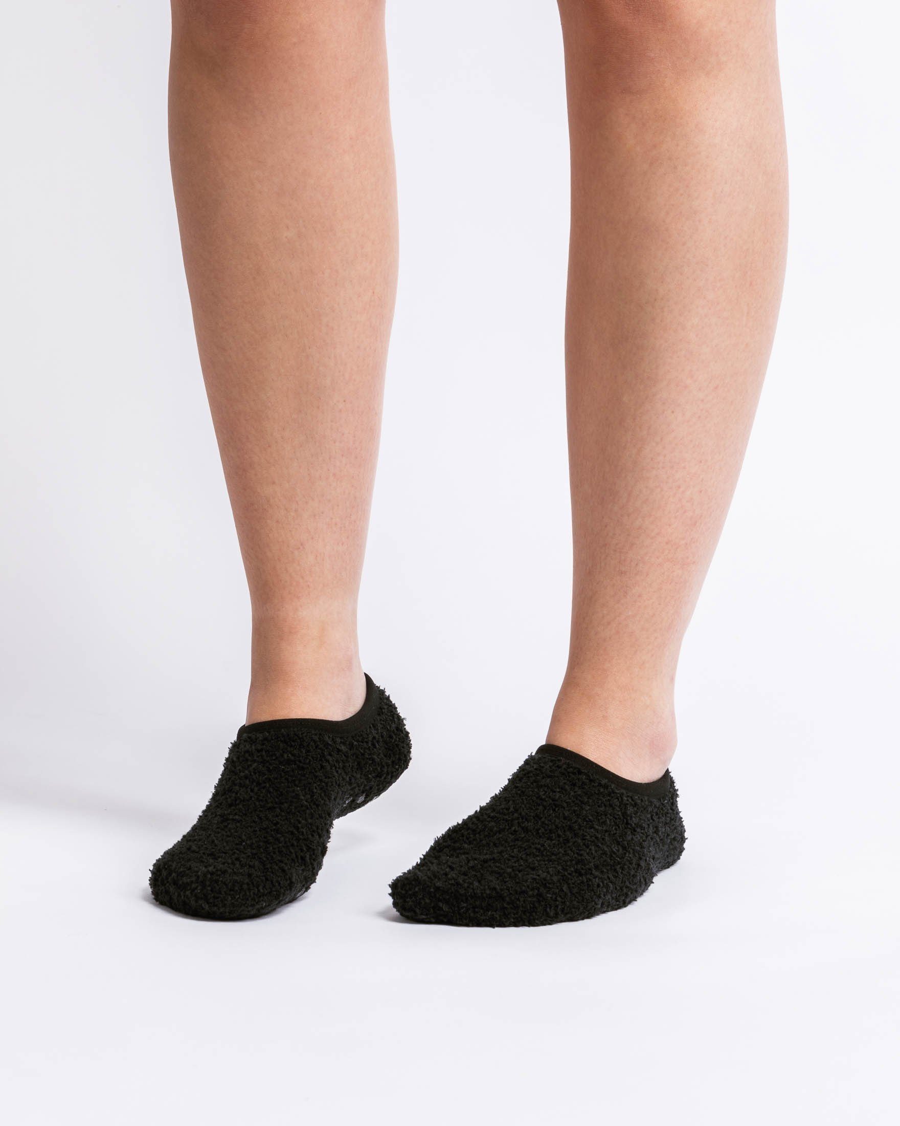 für Socken Fluffy Herren (2-Paar) SNOCKS weich Winter Damen kuschelig Invisible Füßlinge Sneaker Socks Anti-Rutsch-Socken, Schwarz den