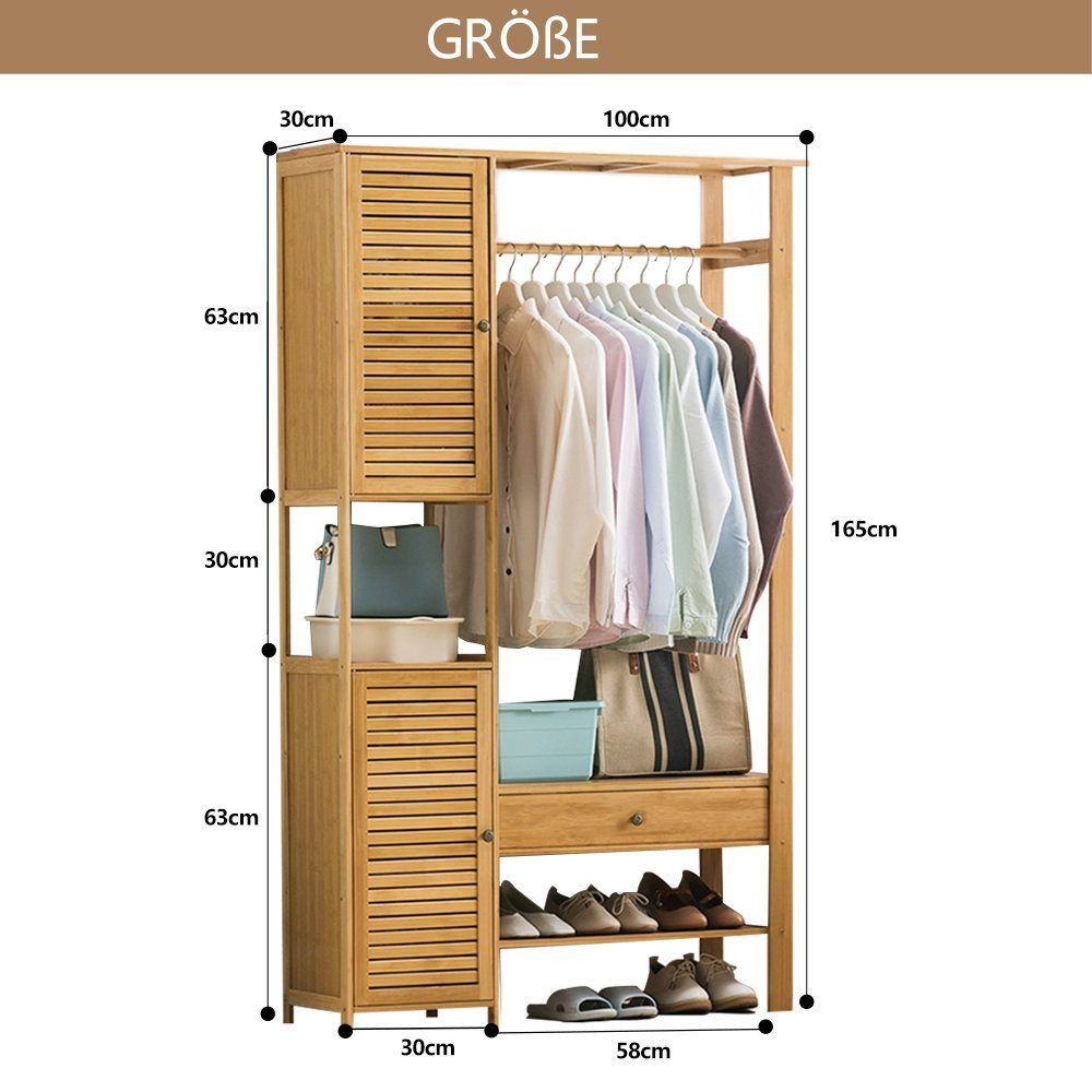 WAOHO Kleiderständer Kleiderschrank, Kleiderständer mit Schrank und Schubla günstig online kaufen