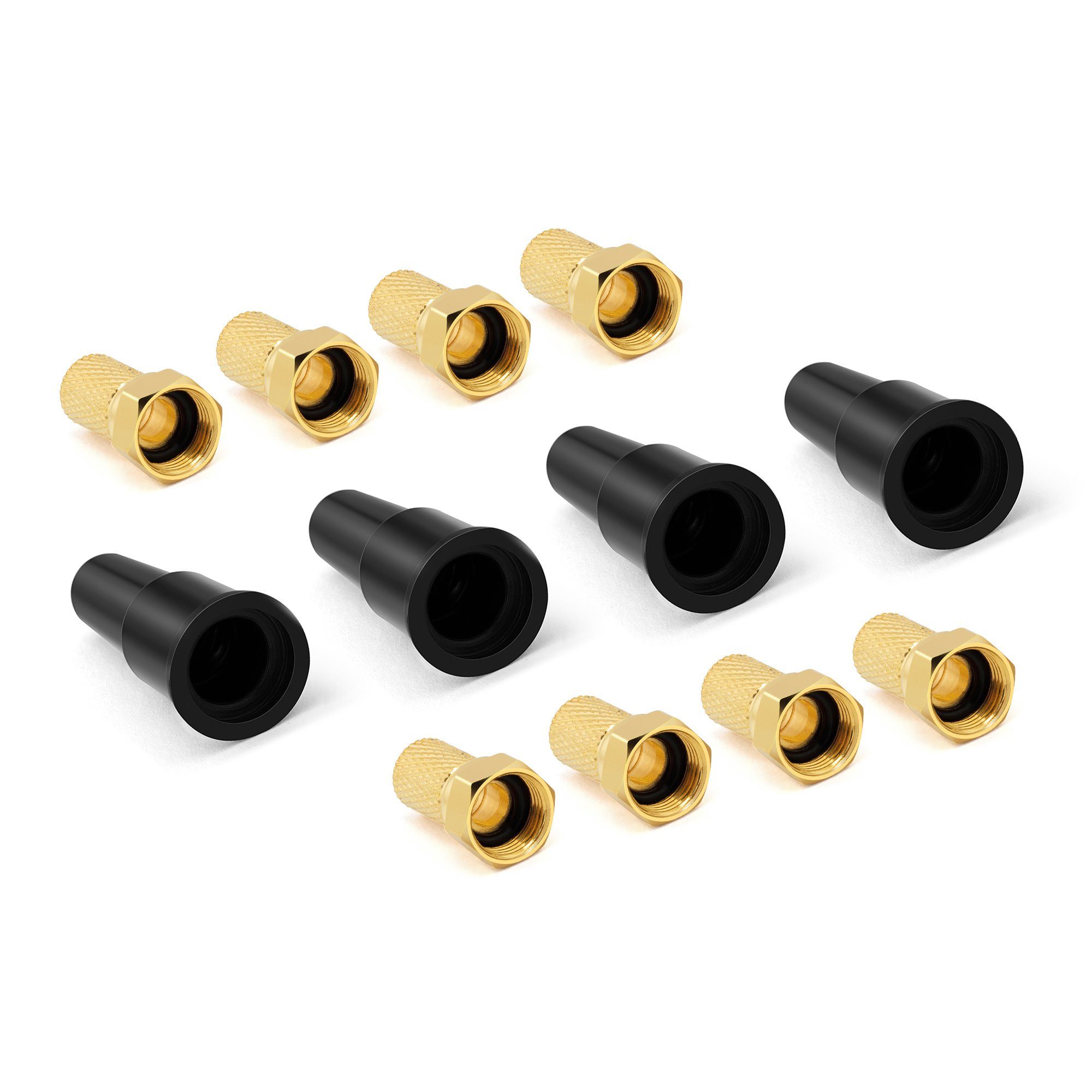 conecto SAT Montage Set, 12-teilig, 8x 7mm F-Stecker vergoldet und SAT-Kabel
