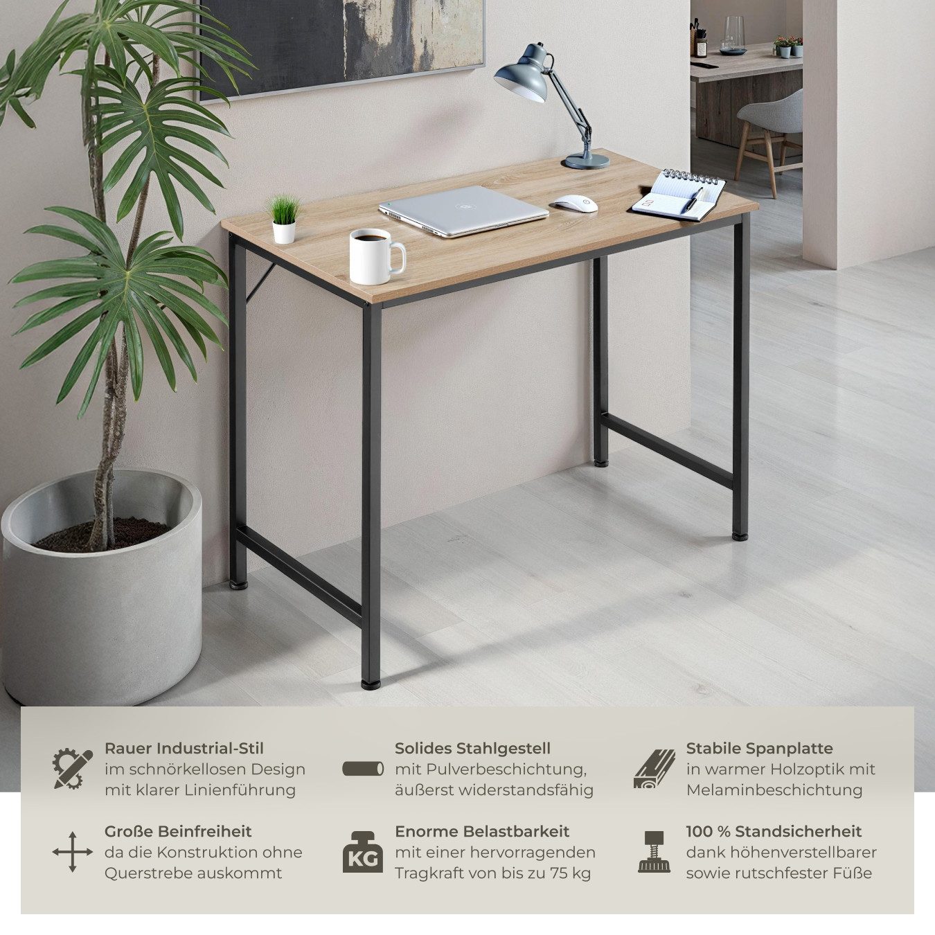 tectake Schreibtisch Jenkins (1-St., 1 tlg), Geradliniger Schreibtisch im m günstig online kaufen