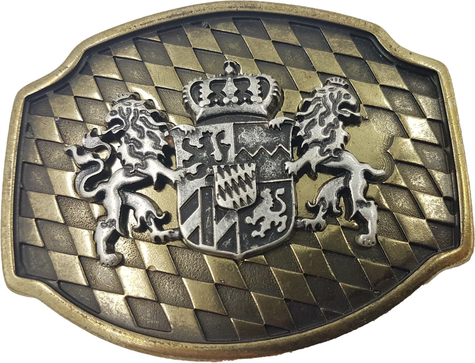 Pezzo D'oro Ledergürtel Bayern-Gürtel braun-oliv Bayern-Wappen günstig online kaufen