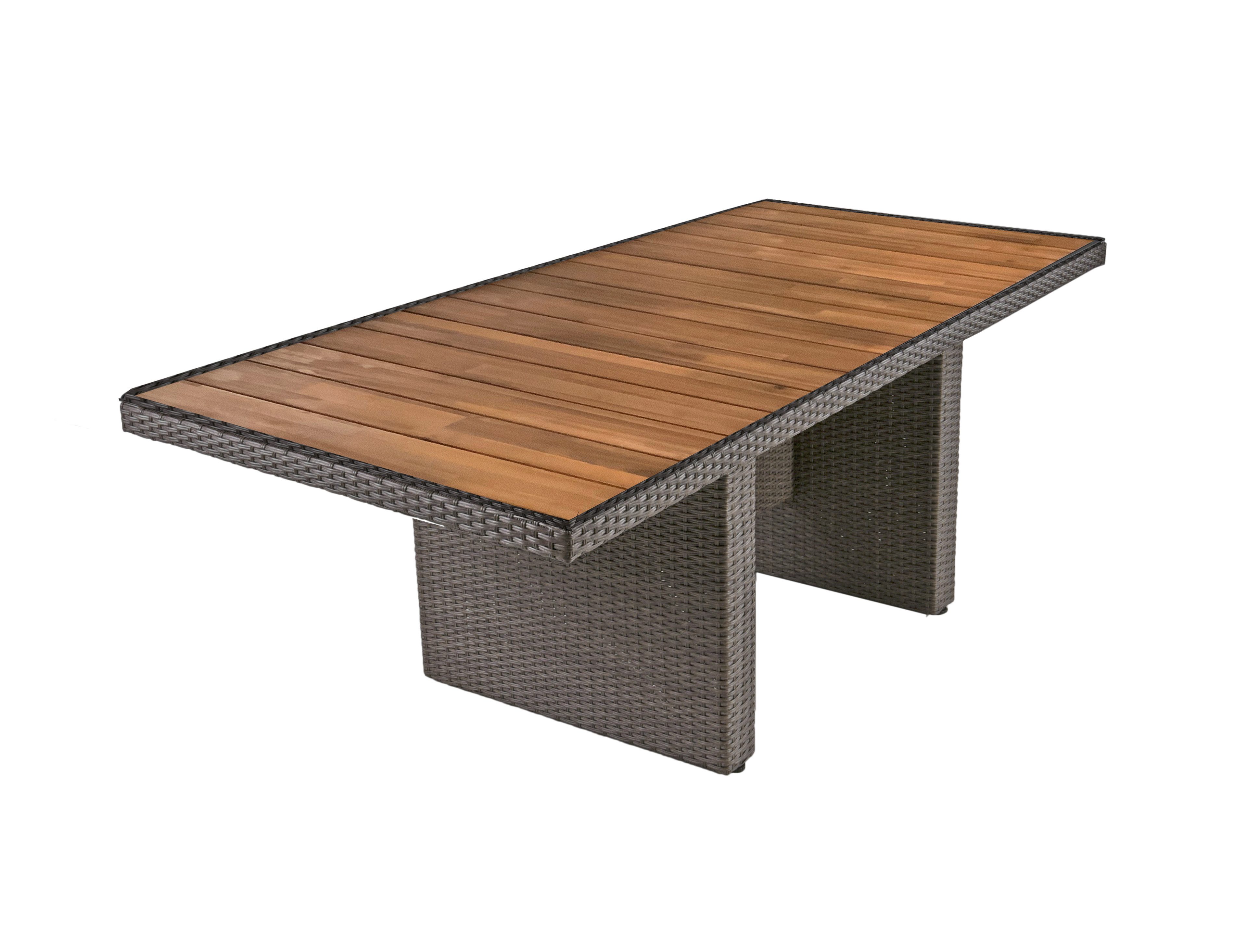 Garden Pleasure Gartentisch Tisch BRAGA 180 cm, weidengrau mit Holztischplatte, Alu, Akazie