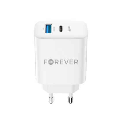 Forever Forever TC-07-30AC PD QC Ladegerät 1x USB-C 1x USB 30W weiß Smartphone-Ladegerät (1-tlg)