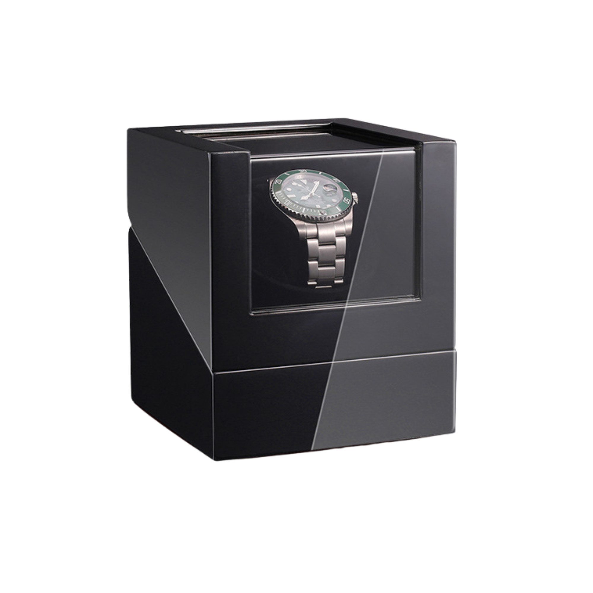 Lisabonde Uhrenbeweger Automatischer Uhrenbeweger für 1 Uhr Holzoptik Leise & USB Kompakt, (Packung), Antimagnetische Bauweise, Hochglanz-Holzoptik
