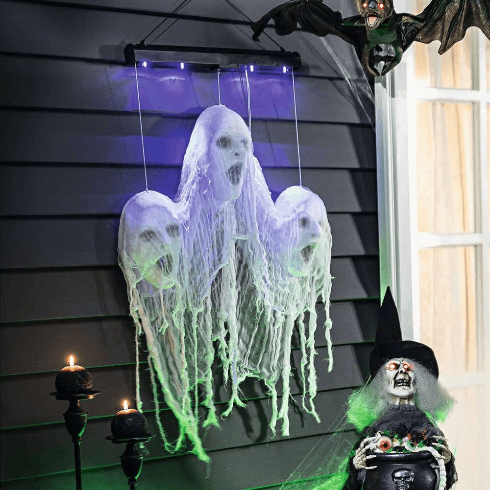 Home-trends24.de LED Dekofigur Geist Hänger Halloween Deko Gruselsound mit Bewegung