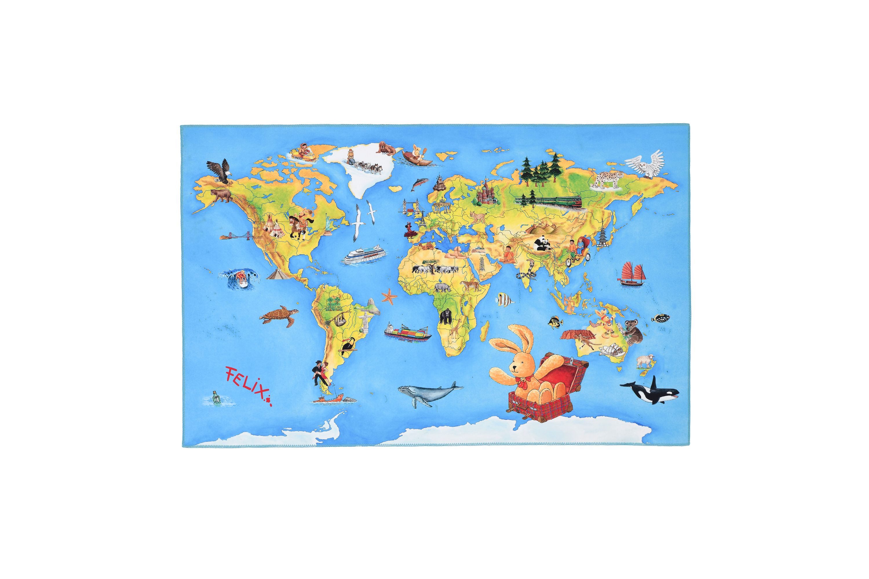 Felix Kinderteppich Felix Weltkarte, rechteckig