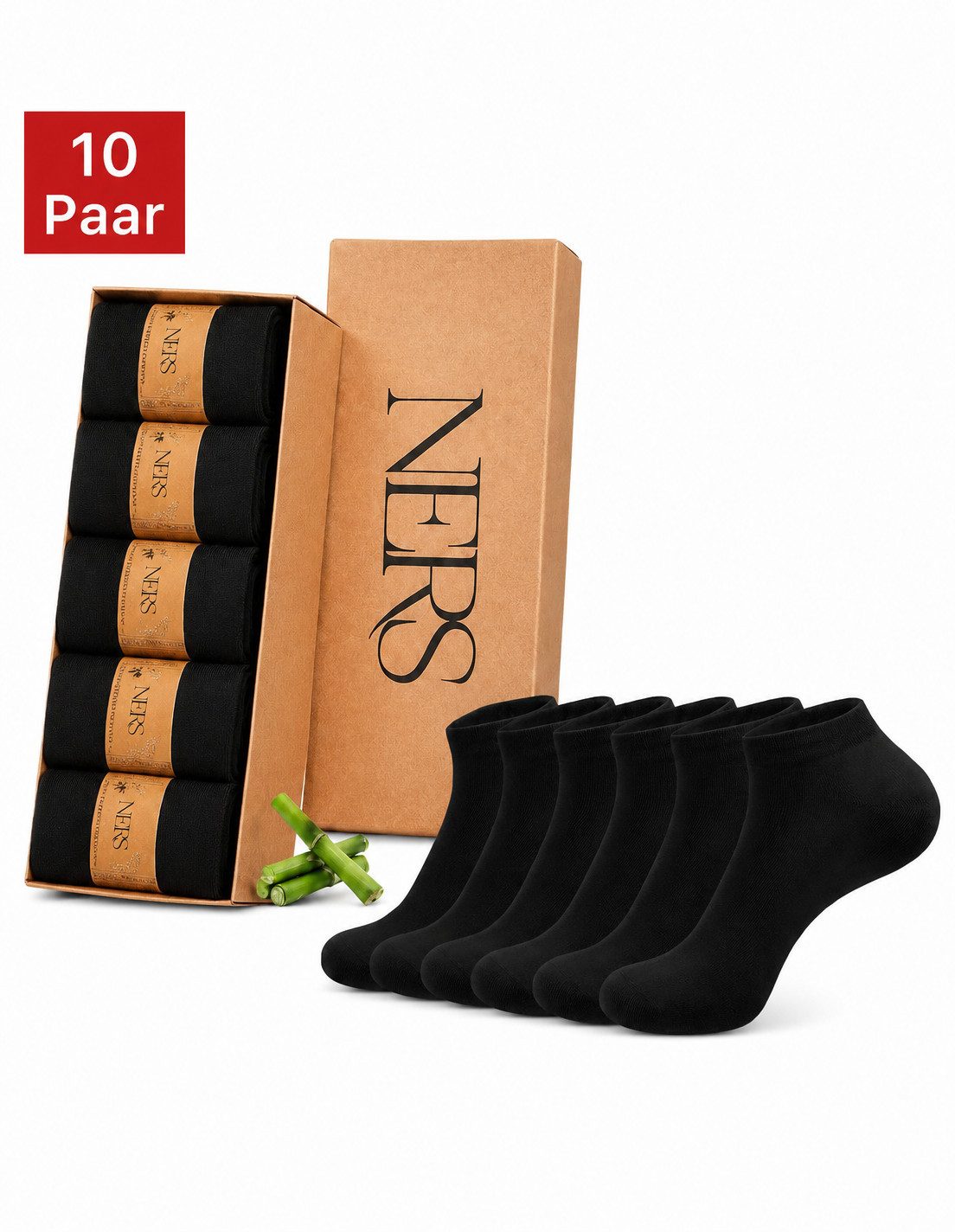 NERS Sneakersocken 6 Paar aus Bambus für Damen & Herren Kein Verrutschen, mit Komfortbund (10-Paar, 6 Paar) Premium Sneaker Socken, ohne drückende Naht, Atmungsaktiv & Weich