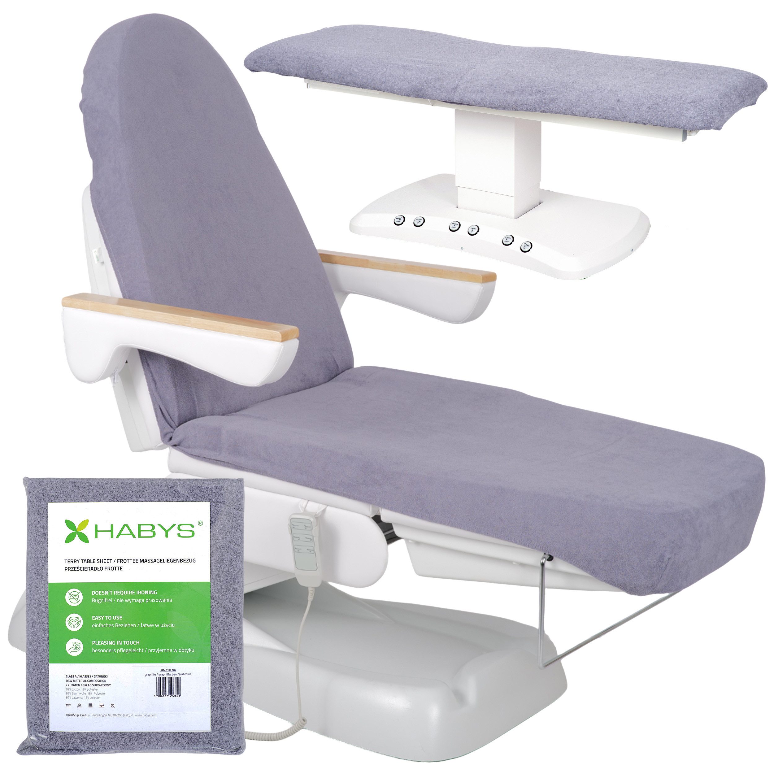 Habys Massageliege Frottee Bezug mit Gummizug und Schnüren für Kosmetikliege
