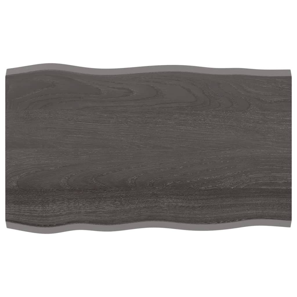 Tischplatte Massivholz Baumkante St) 100x60x2 cm Behandelt furnicato Eiche (1