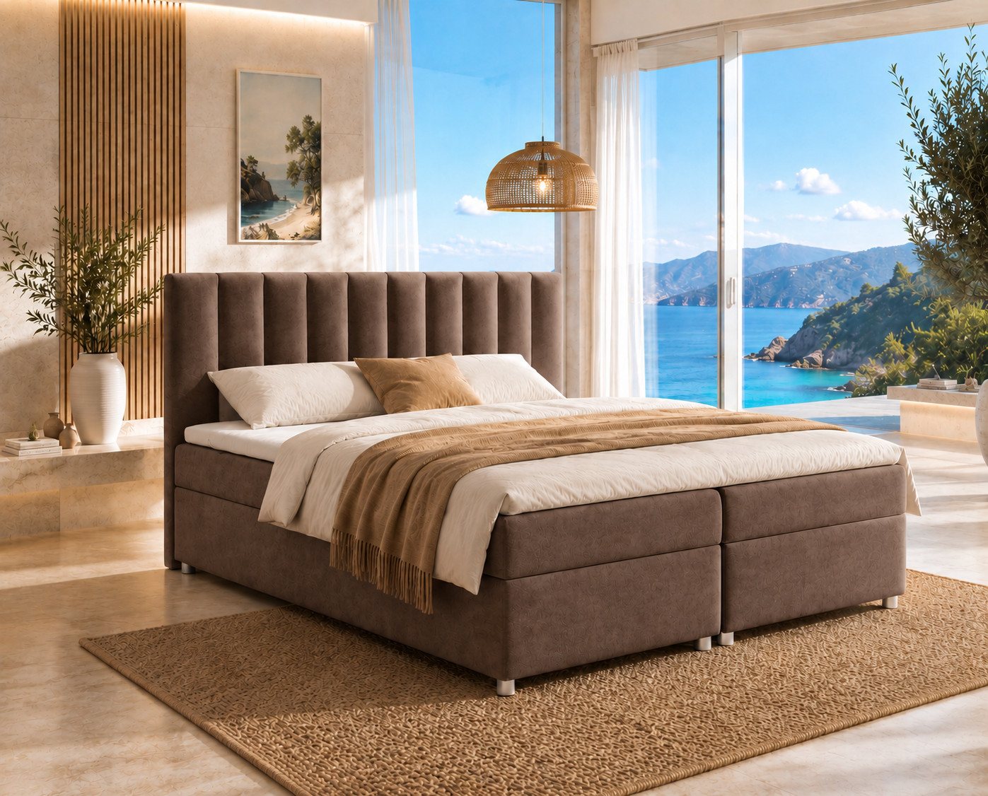 Best for Home Boxspringbett Trinity K-10 mit zwei Bettkästen & 7-Zonen Komfort-Topper (Doppelbett mit Stauraum, Federkernmatratze, gepolstertes Kopfteil, Doppelbett versch. Größen, 140x200 160x200 180x200 200x200 cm), Handwerksqualität, TOP Preis-Leistung