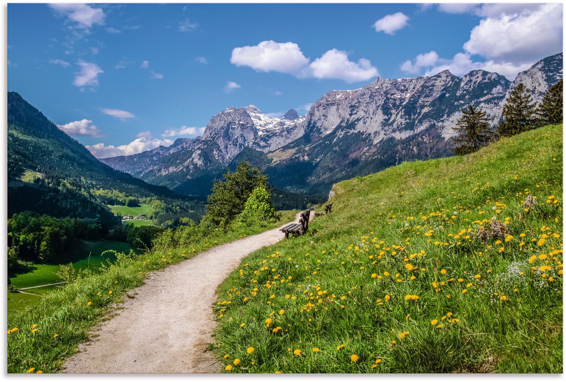 Artland Wandbild Wanderweg bei Ramsau in Oberbayern, Berge & Alpenbilder (1 St), als Alubild, Leinwandbild, Wandaufkleber oder Poster in versch. Größen