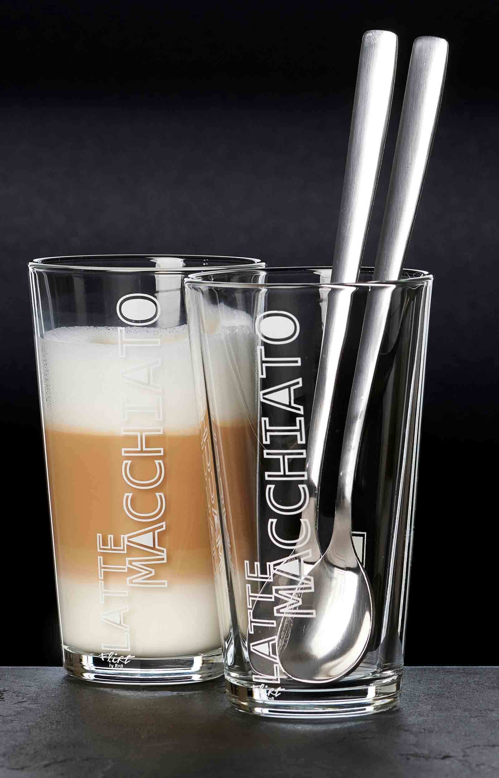 Ritzenhoff & Breker Latte-Macchiato-Glas Lena Latte Macchiato Gläser + Löffel 350 ml, 2-tlg., Glas
