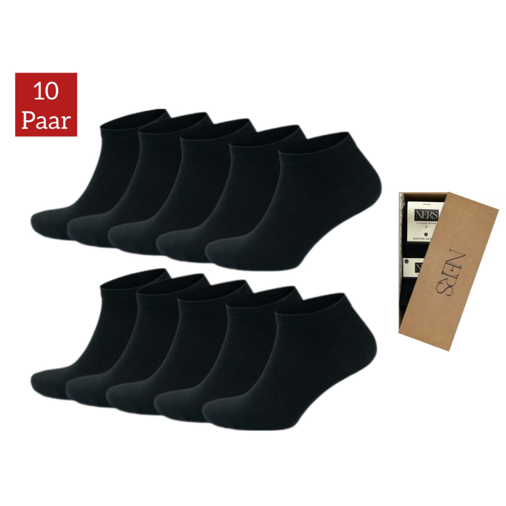 NERS Шкарпетки для кросівок 10 Paar für Damen und Herren aus gekämmter Baumwolle, ohne Naht (10-Paar, 10 Paar) mit Komfortbund, ALLTAG & SPORT