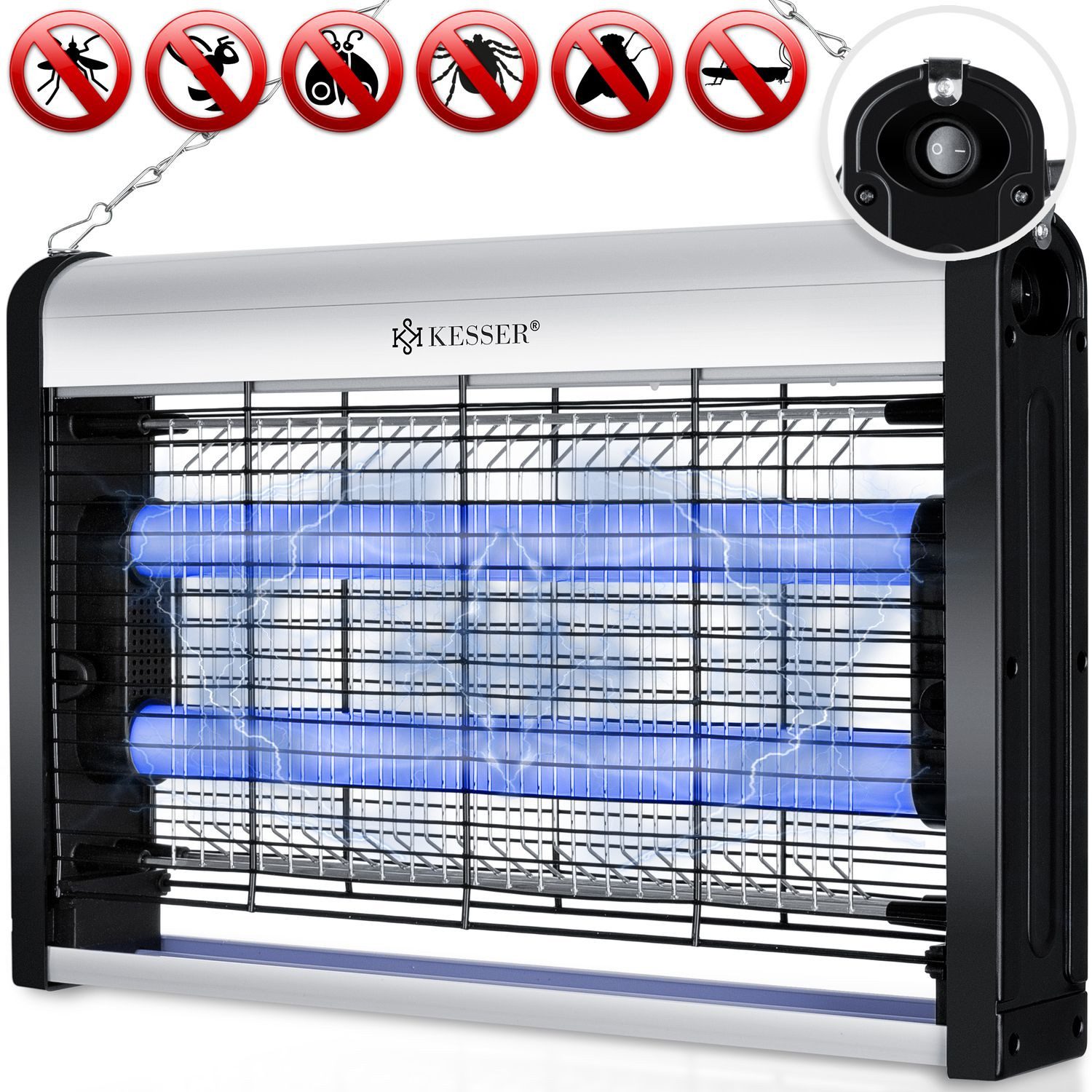 KESSER Insektenschutzplissee, elektrische Insektenfalle UV LED Falle Mückenlampe