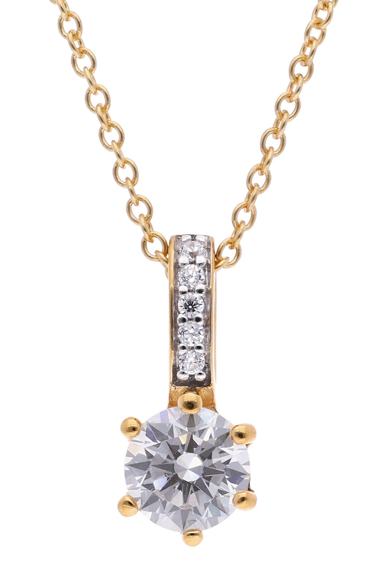 trendor Kette mit Anhänger 15161, Damenkette 925 Silber Vergoldet mit Zirkonia