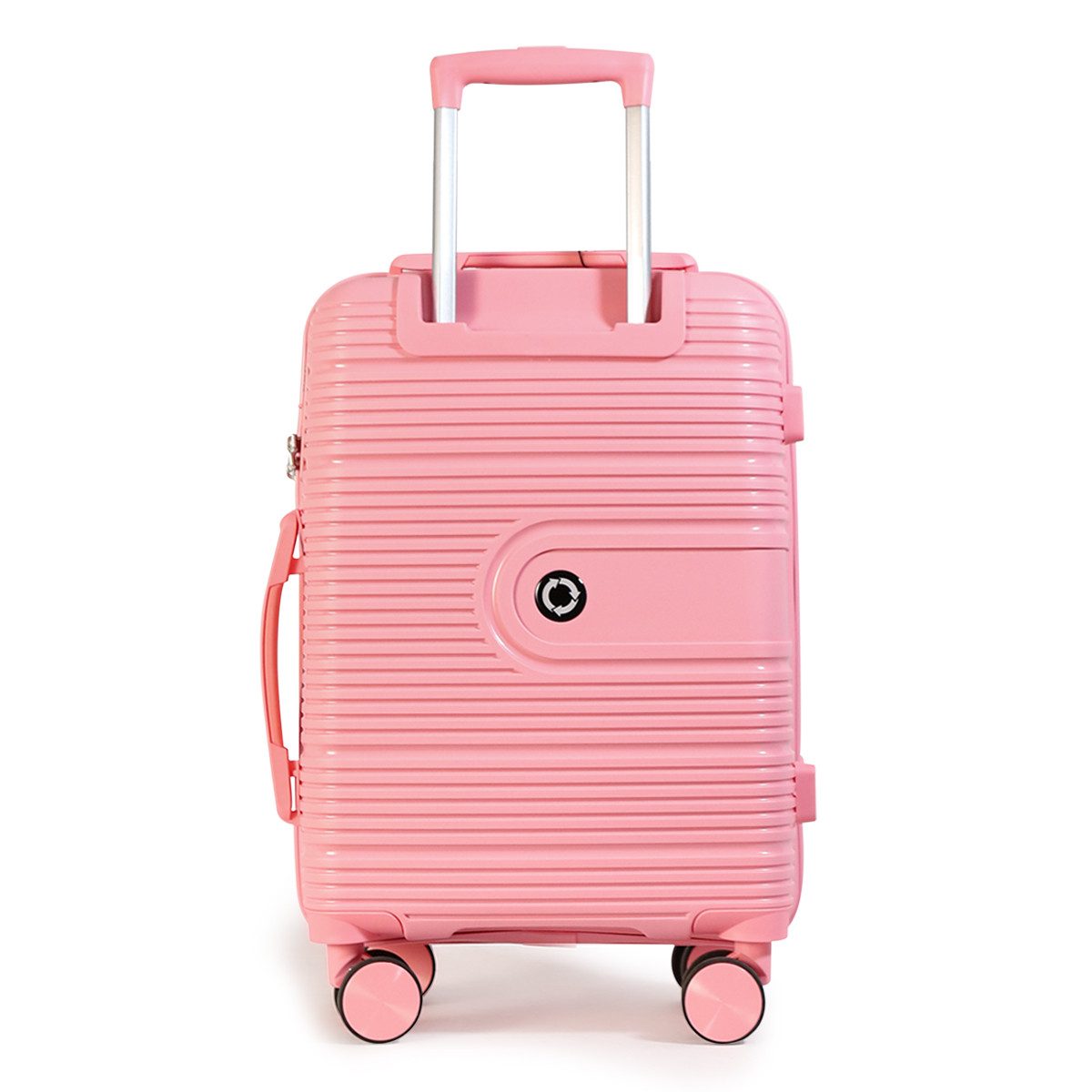 NEWCOM Hartschalen-Trolley Hartschalenkoffer / PP Reisekoffer / Ultra Leichter Rollkoffer, 4 Rollen, 20'' 55cm Handgepäck, Rosa, Zahlenschloss und Teleskopgriff