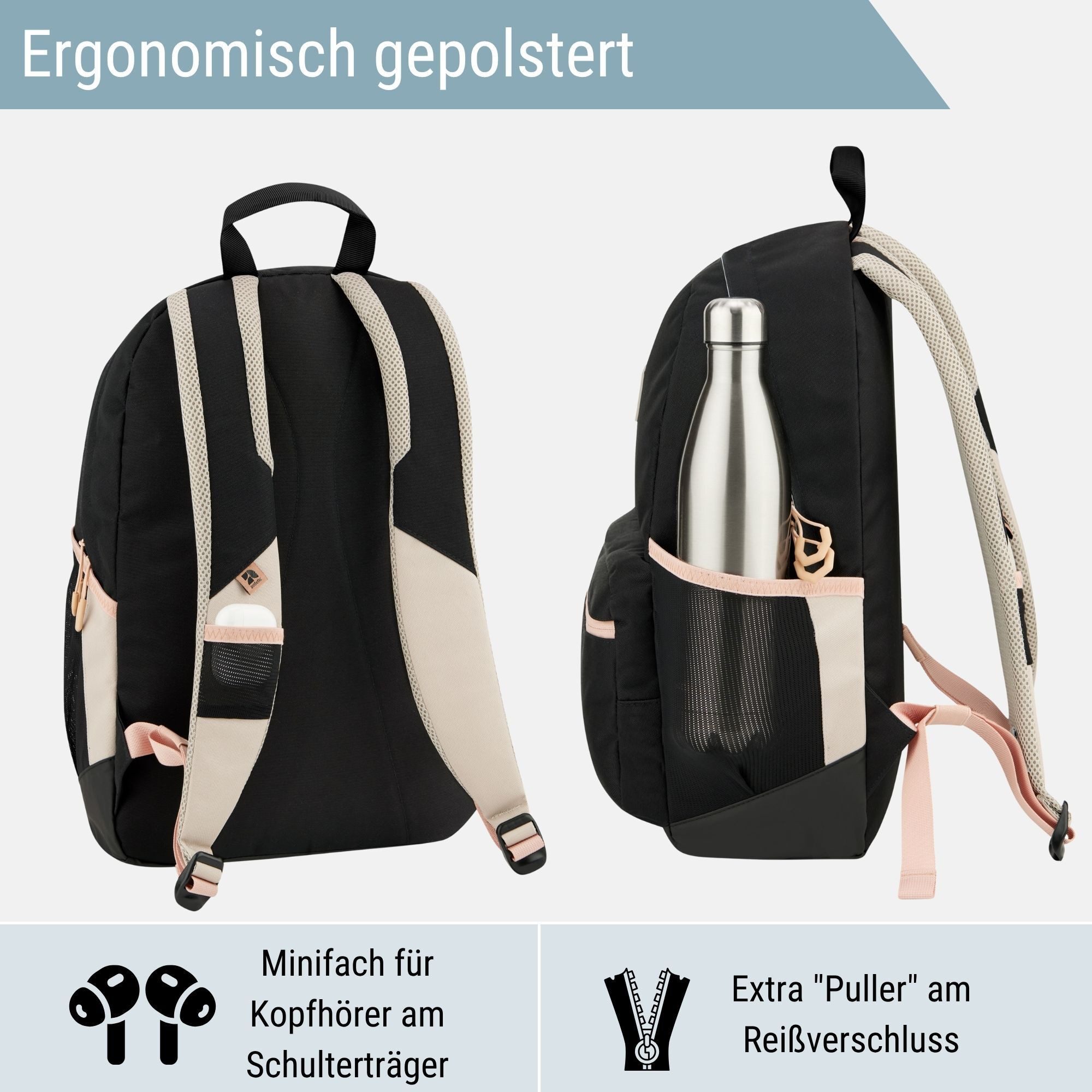 audetic Schulrucksack FLEX Rucksack Schule Schulrucksack Mädchen Jungen, Viele Fächer, Laptopfach, Wasserabweisend