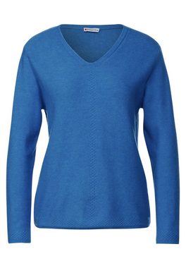 STREET ONE V-Ausschnitt-Pullover Street One Basic Pullover in Intense Gentle Blue M (1-tlg) Nicht Vorhanden