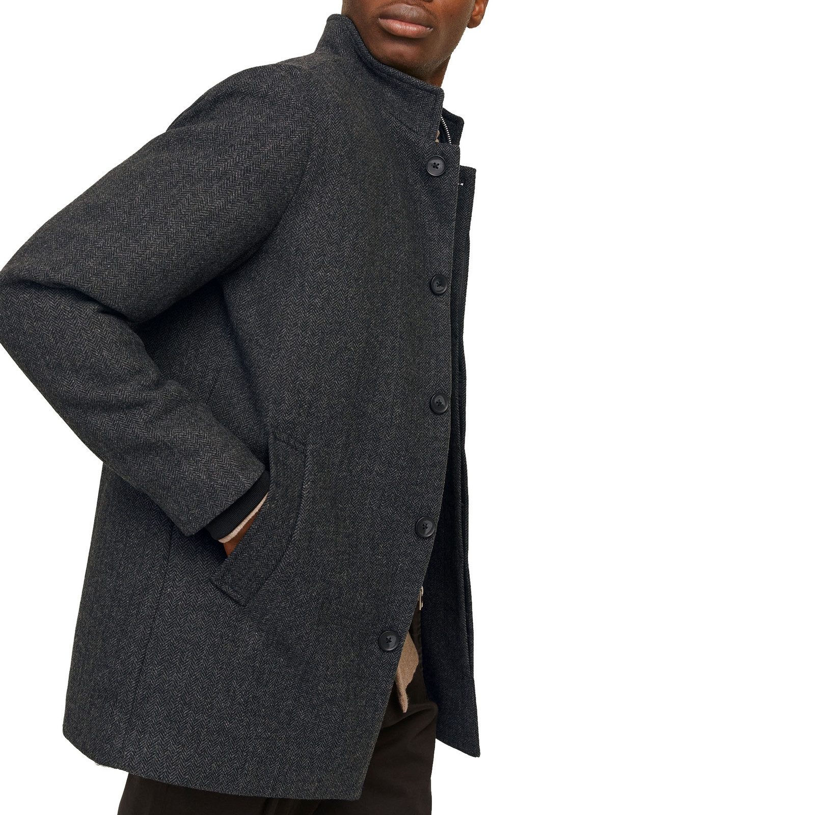 Jack & Jones Kurzmantel Wolljacke JJEHARRISON Wool Blend Jacket mit Herringbone-Muster – Bild 4 von 5