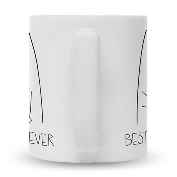 GRAVURZEILE Tasse mit Spruch - Best Cat Parent Ever, Keramik, Dad - Farbe: Weiß