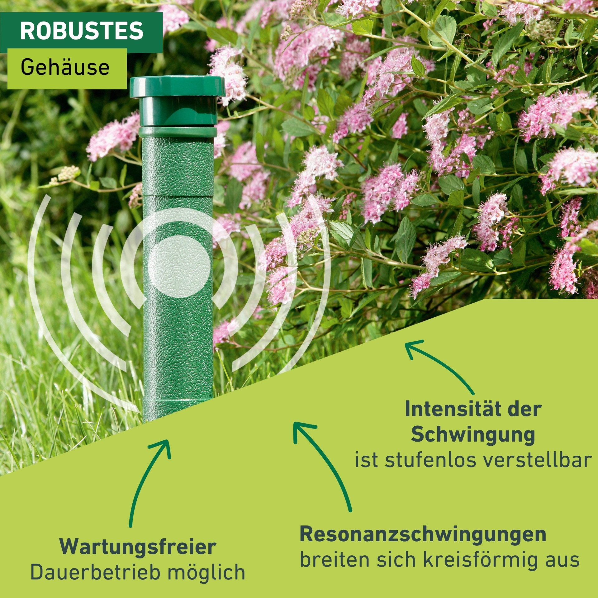 Windhager Ultraschall-Tierabwehr Maulfwurfschreck und Wühlmausvertreiber Classic, batteriebetrieben, Wirkungsbereich 600 m² mit niederfrequenten Schallwellen – Bild 2 von 5