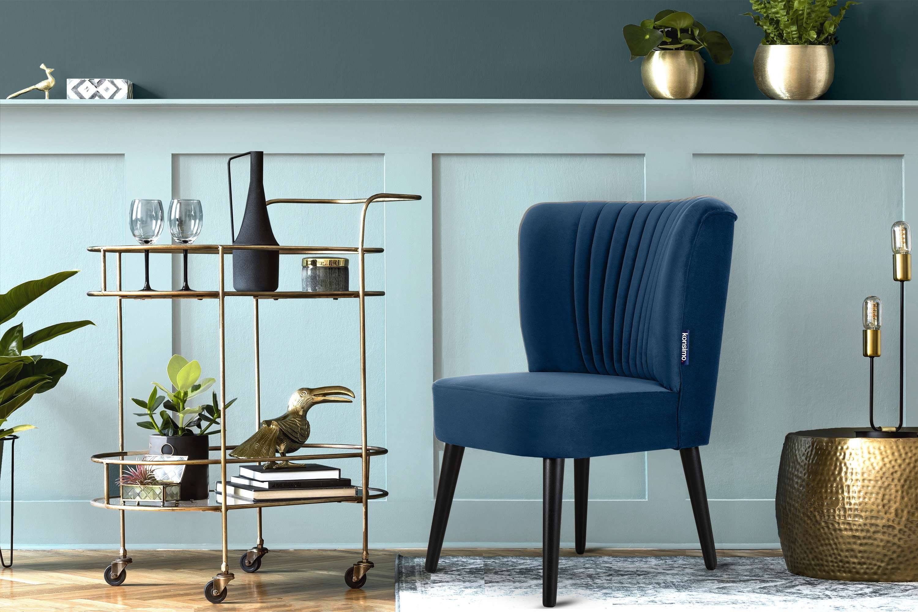 KONSIMO® Cocktailsessel DUCO Sessel, Ziernaht an der Rückenlehne,schwarz lackierten Beinen aus Buchenholz
