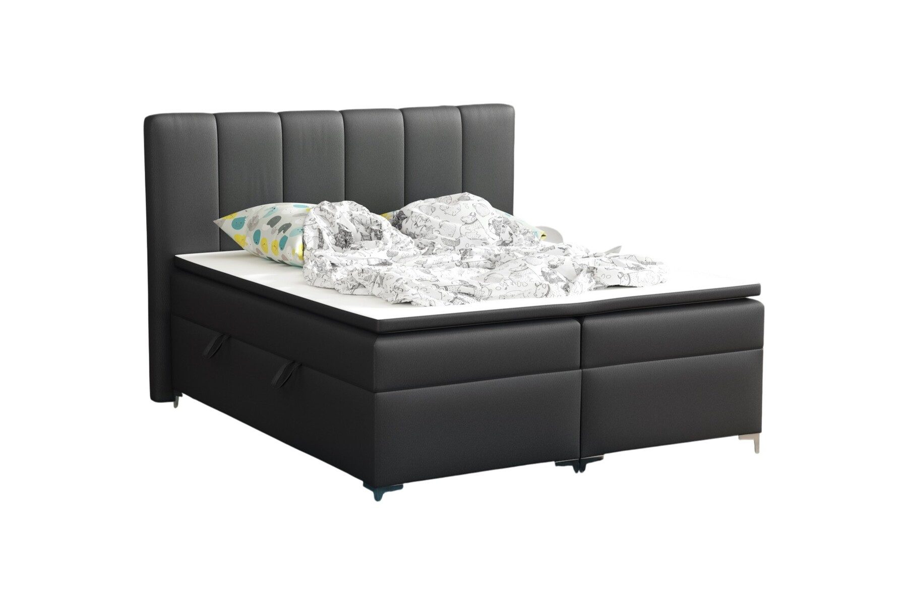 Fun Möbel Boxbett Bett Schlafzimmerbett ANGEL in Kunstleder inkl. LED-Beleuchtung (Bettkasten Beleuchtet, inkl. Fernbedienung für die LED-Beleuchtung), Inkl. Topper und Bettkasten