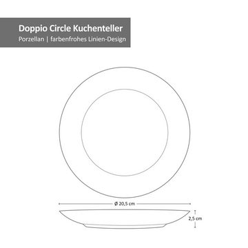 Ritzenhoff & Breker Frühstücksteller 4er Set Dessert- Kuchenteller Doppio Circle 20,5cm Ritzenhoff & Breker